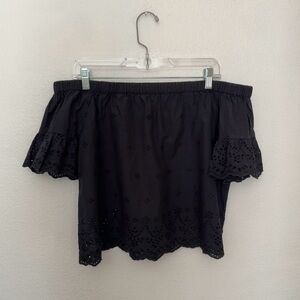 Madewell Black Off the Shoulder Eyelet Blouse Size L